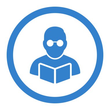Öğrenci kitap yuvarlak vektör simgesi okuma