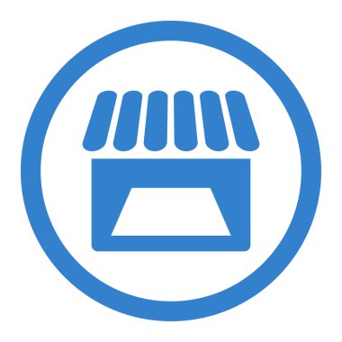 Mağaza yuvarlak vektör simgesi