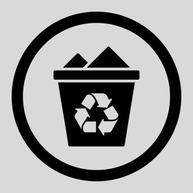 Tam geri dönüşüm kutusu yuvarlak vektör simgesi