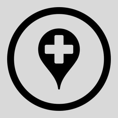 Medical Map Marker Circled Vector Icon
