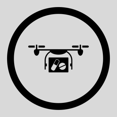 Tıbbi Quadcopter yuvarlak vektör simgesi
