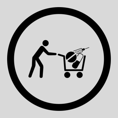 Tıbbi alışveriş yuvarlak vektör simgesi