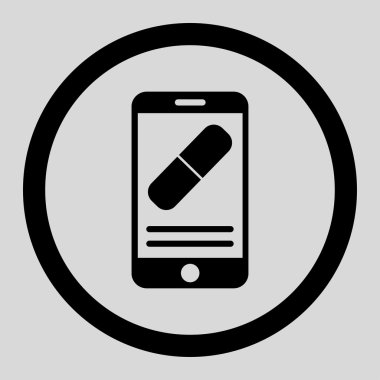 İlaç Online bilgi yuvarlak vektör simgesi