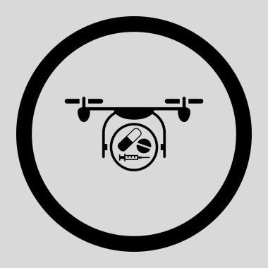 İlaç Quadcopter yuvarlak vektör simgesi