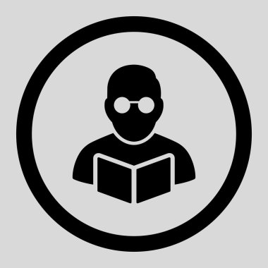 Öğrenci okuma kitabı vektör simgesi daire