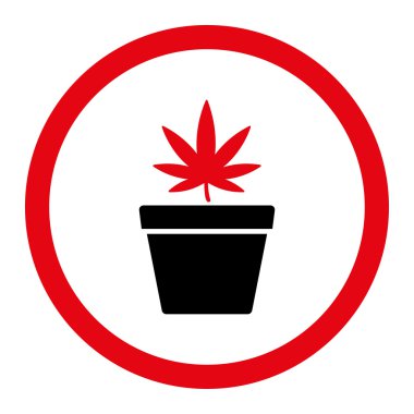 Marijuana Pot Circled Vector Icon