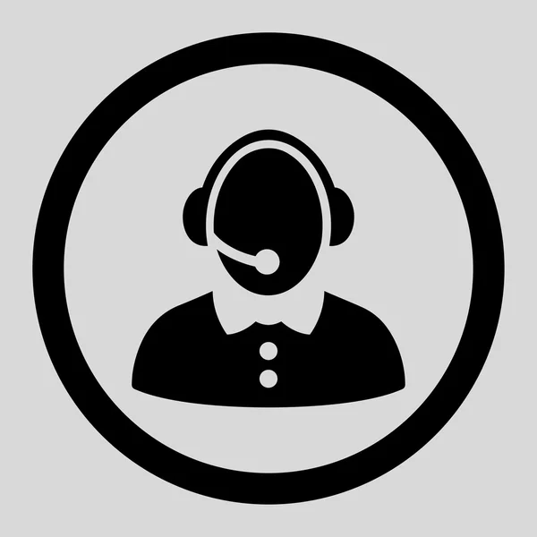 Call Center Woman Circled Vector Icon — ストックベクタ