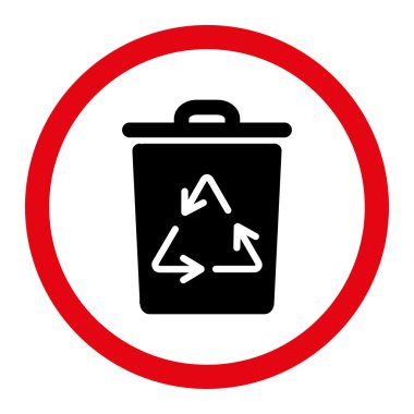 Geri dönüşüm kutusu yuvarlak vektör simgesi