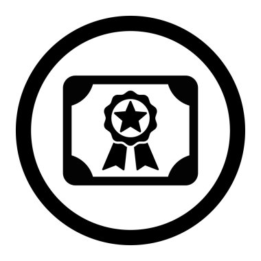 Ödülü sertifika yuvarlak vektör simgesi
