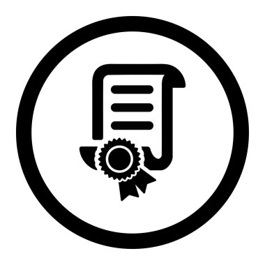 Certified Scroll Document Circled Vector Icon