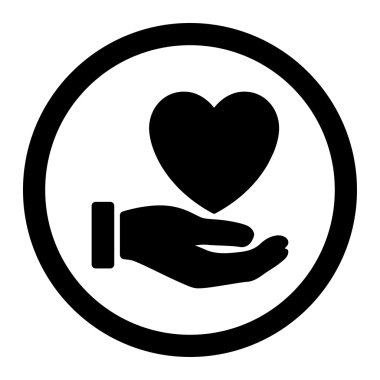 Kalp sadaka daire içinde vektör simgesi