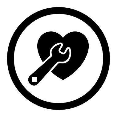 Kalp onarım yuvarlak vektör simgesi