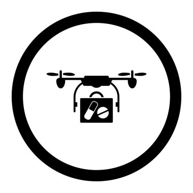 Tıbbi hava helikopter sevk irsaliyesi yuvarlak vektör simgesi