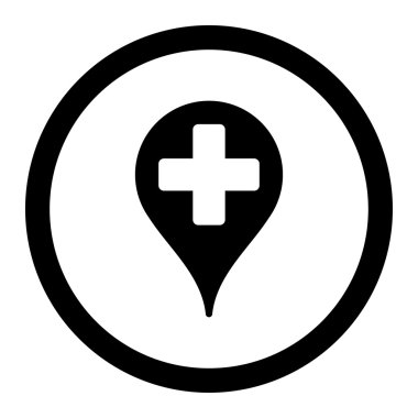 Tıbbi harita işaretleyici yuvarlak vektör simgesi