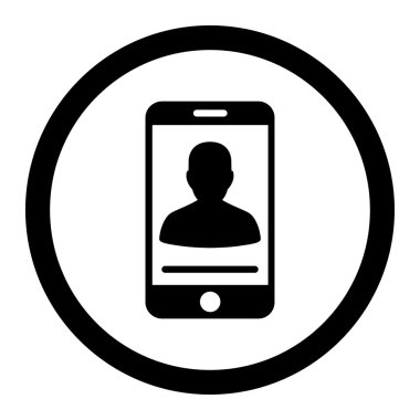 Mobil iletişim yuvarlak vektör simgesi