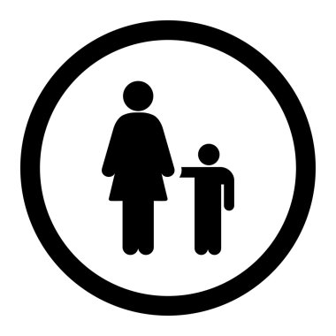 Mother With Son Circled Vector Icon