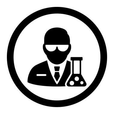 Bilim adamı yuvarlak vektör simgesi