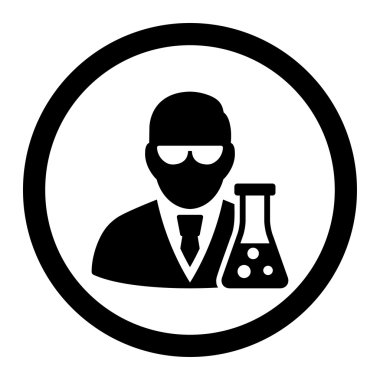 Flask yuvarlak vektör simgesi olan bilim adamı