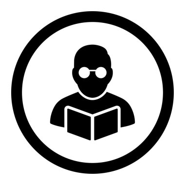 Öğrenci kitap yuvarlak vektör simgesi okuma