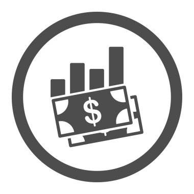 Satış çubuk grafiği yuvarlak vektör simgesi