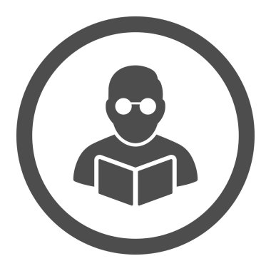 Öğrenci kitap yuvarlak vektör simgesi okuma