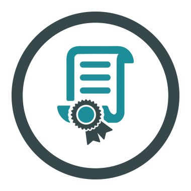 Sertifikalı kaydırma belge yuvarlak vektör simgesi