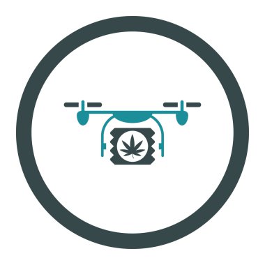 Uyuşturucu dron sevk irsaliyesi yuvarlak vektör simgesi