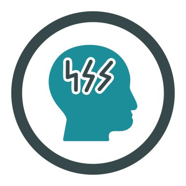 Baş ağrısı yuvarlak vektör simgesi