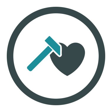 Kalp Hammer yuvarlak vektör simgesi