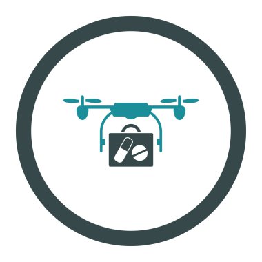 Tıbbi dron sevk irsaliyesi yuvarlak vektör simgesi