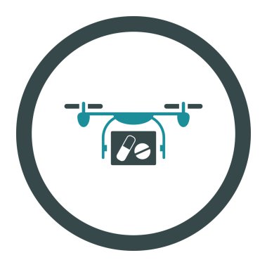 Tıbbi Quadcopter yuvarlak vektör simgesi