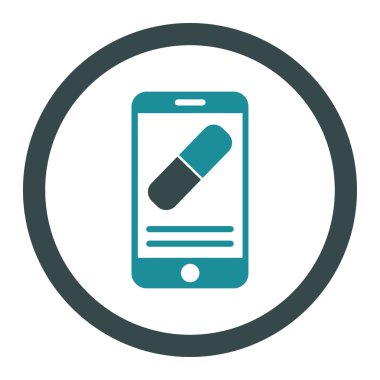 İlaç Online bilgi yuvarlak vektör simgesi