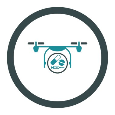 İlaç Quadcopter yuvarlak vektör simgesi