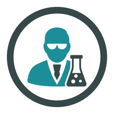 Flask yuvarlak vektör simgesi olan bilim adamı