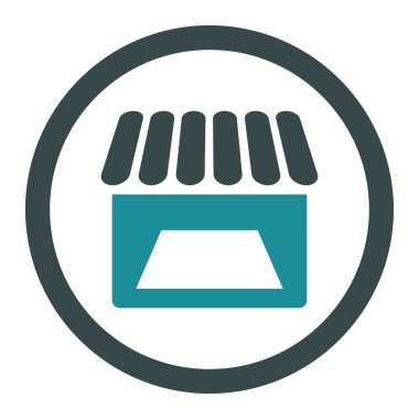 Mağaza yuvarlak vektör simgesi