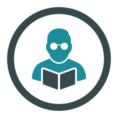 Öğrenci kitap yuvarlak vektör simgesi okuma