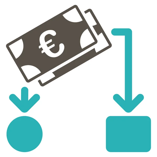 Icono de flujo de efectivo en euros — Vector de stock