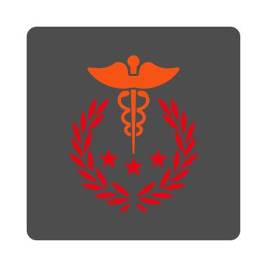 Caduceus Logosu Yuvarlak Kare Düğmesi