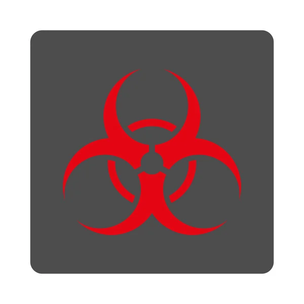 Biohazard symbool afgerond vierkante knop — Stockvector