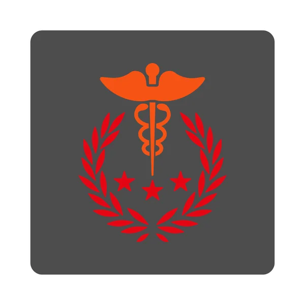 Pulsante quadrato arrotondato logo Caduceus — Vettoriale Stock