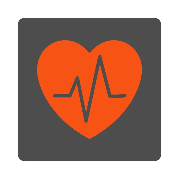 Heart Ekg Rounded Square Button — Stock Vector