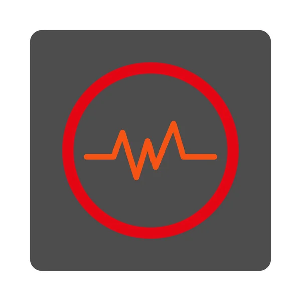 Ηλεκτροκαρδιογραφική παρακολούθηση στρογγυλεμένο τετράγωνο κουμπί — Διανυσματικό Αρχείο