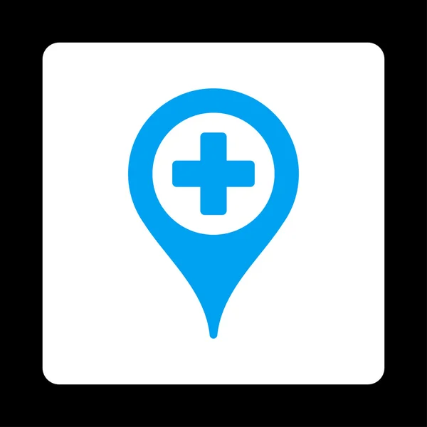 Botón plano del puntero del mapa del hospital — Vector de stock