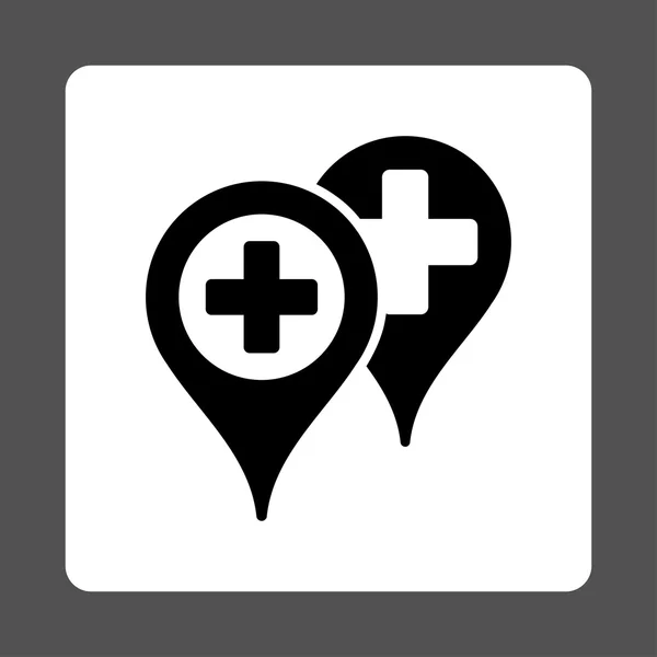 医院地图标记平面按钮 — 图库矢量图片