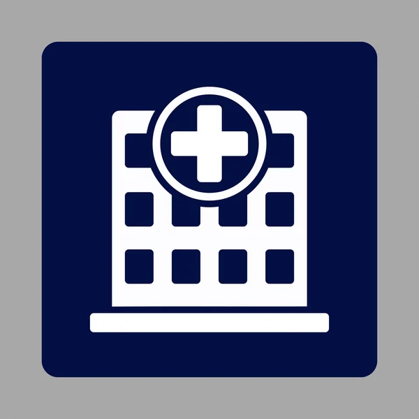 Hospital Building Flat Button — Stock Vector