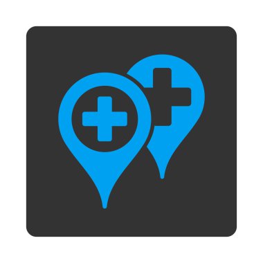 Hastane harita işaretleri düz düğme