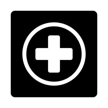 Daire içinde artı düz düğme