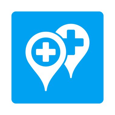 Hastane harita işaretleri düz düğme