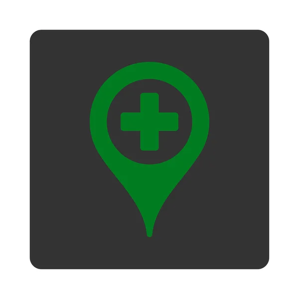 Botón plano del puntero del mapa del hospital — Vector de stock