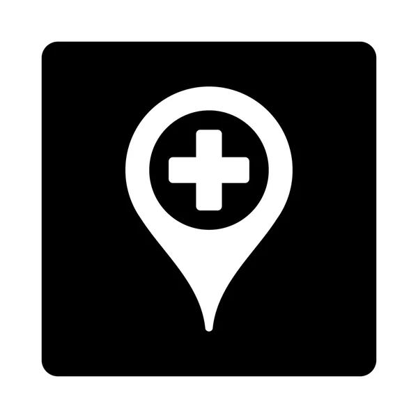 Przycisk płaski Szpital mapa wskaźnik — Wektor stockowy